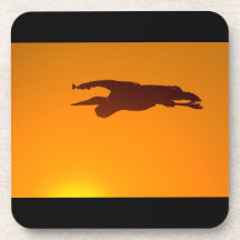 Great Blue Heron Sunset Drink Coasters