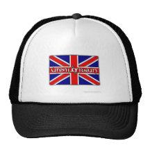 'Great Britain' ambigram on a British flag Trucker Hats