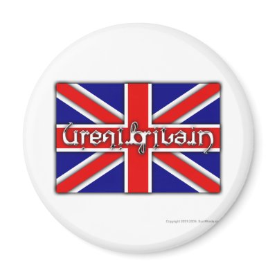 'Great Britain' ambigram on a British flag Fridge Magnets by spinwords