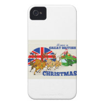 Great British Christmas Santa Reindeer Doube Decke iPhone 4 Case
