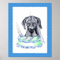 Great Dane Blue UC Birthday Cake Face Print