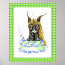 Great Dane Brindle Birthday Cake Poster