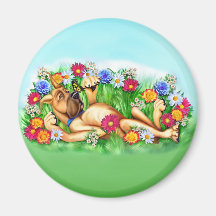 Great Dane Chasing Butterflies Fawn Fridge Magnets