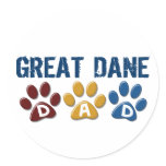 GREAT DANE Dad Paw Print 1 Round Stickers