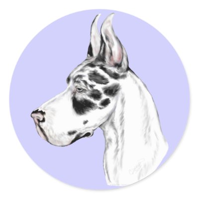 Great Dane Harlequin Feminine Round Sticker by DanesRUs