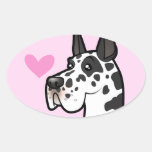 Great Dane Love (cropped) Oval Sticker