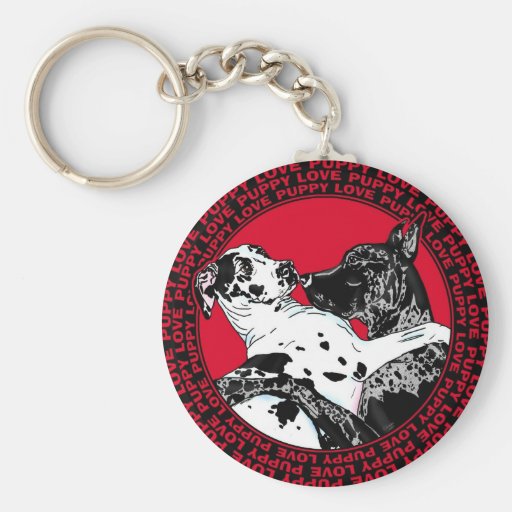 Great Dane Puppy Love Keychains
