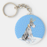 Great Dane Reindeer Christmas Merle Key Chains