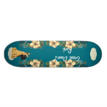 Great Dane - Turquoise Floral Design Skate Deck