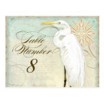 Great Egret Coastal Beach - Table Number Postcard