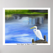 Great Egret Poster by Maria Williams