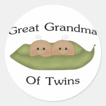 Great Grandma Of Twin Round Stickers