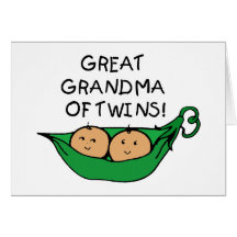 Great Grandma of Twins Pod Greeting Card