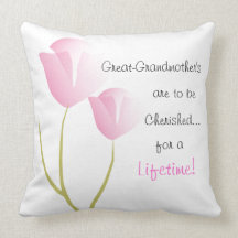 Great-Grandmother Pillow Pink Tulips