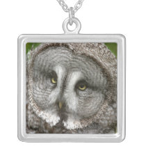 Great Grey Owl Sterling Silver Necklace