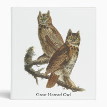 Great Horned Owl, John Audubon Vinyl Binders