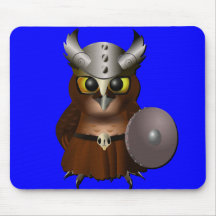 "Great Horned Owl" Viking Helmet Owl Mousepads