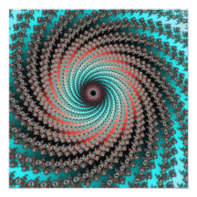 Great Hypnotic Swirl - black, bordeaux, turquoise Photo Print