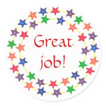 Great job!, stickers, circles of colourful stars