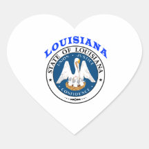 Great Seal Of  State Louisiana Heart Stickers