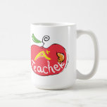 great teacher apple with worm mug mugs