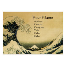 GREAT WAVE MONOGRAM Gold Metallic Business Card Templates