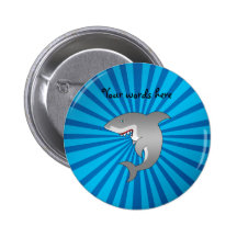 Great white shark blue sunburst pattern pinback buttons