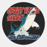 Great White Shark Round Stickers