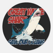 Great White Shark Round Stickers