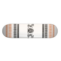 Grecian Style Black, Orange and White Skateboard