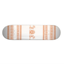 Grecian Style White and Orange Girls Skateboard