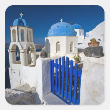 Greece and Greek Island of Santorini town of Oia 3 Square Stickers