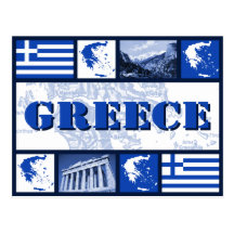 Greece Flag and Map Postcard