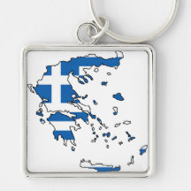 Greece Flag Map GR Key Chain