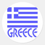 Greece Flag & Name Round Sticker
