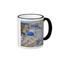 Greece, Santorini. Bell tower and blue domes of 3 Mugs