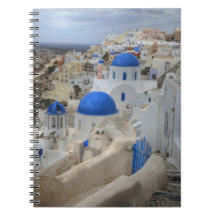 Greece, Santorini. Bell tower and blue domes of 3 Spiral Note Books