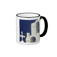Greece, Santorini. View of a Greek church and Coffee Mugs