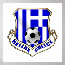 Greece Soccer Shield - Hellas badge Poster