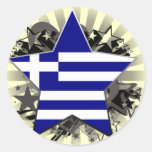 Greece Star Round Stickers