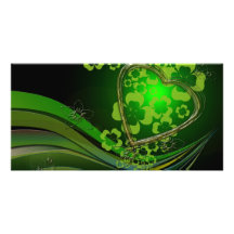 Greeen shamrock love personalized photo card