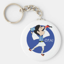 Greek Evzone dancing with Flag OPA! Key Chains