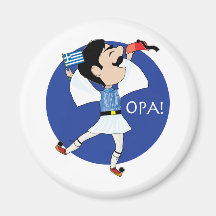 Greek Evzone dancing with Flag OPA! Refrigerator Magnets