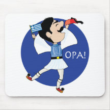 Greek Evzone dancing with Flag OPA! Mouse Pads