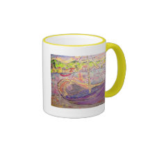 greek fishing village sunset mug