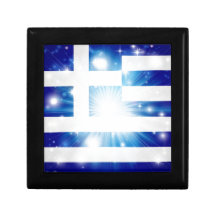 Greek flag background trinket box