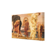 Greek Girls Picking Up Pebbles By The Sea Leighton Canvas Prints