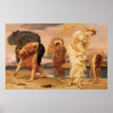 Greek Girls Picking Up Pebbles By The Sea Leighton posters