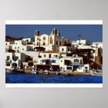 greek island from sea- print from oil