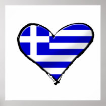 Greek love - I love Greece flag love heart Print